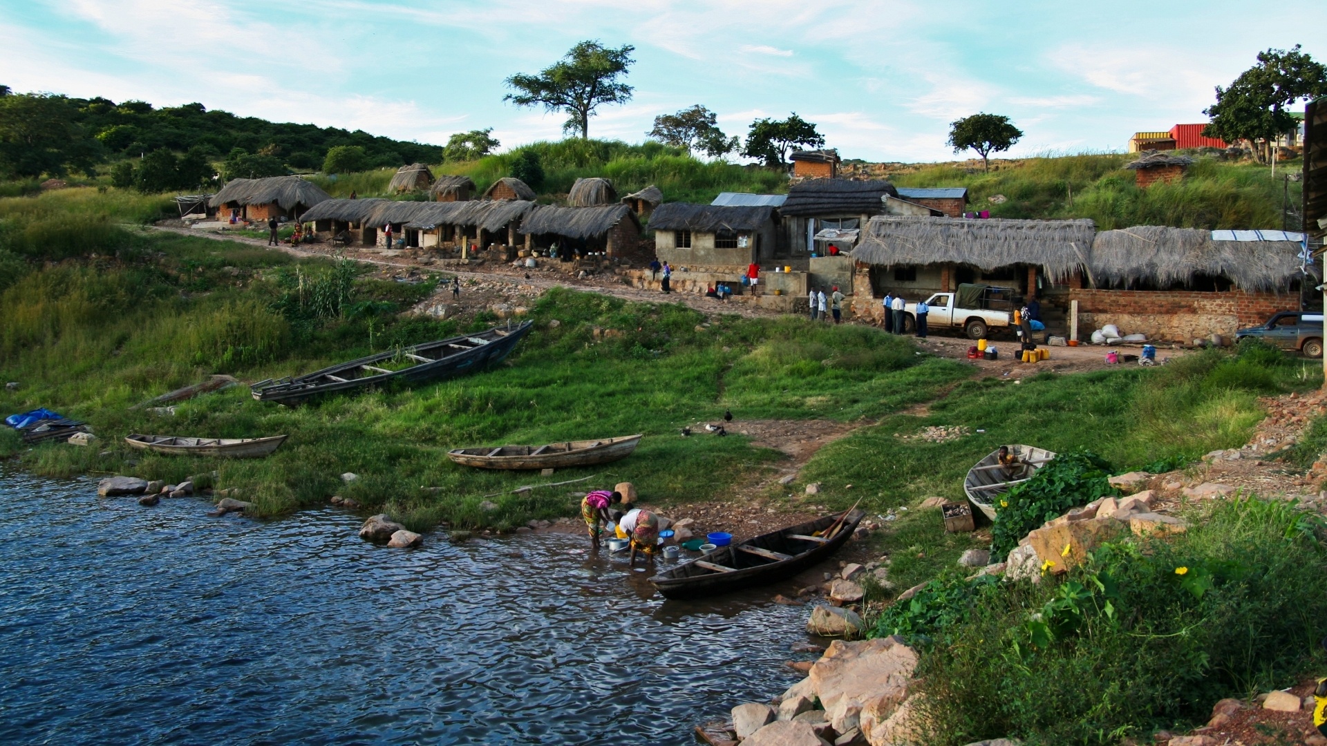 Mezinárodní přístav Kasanga, jižní část jezera Tanganyika, Tanzanie